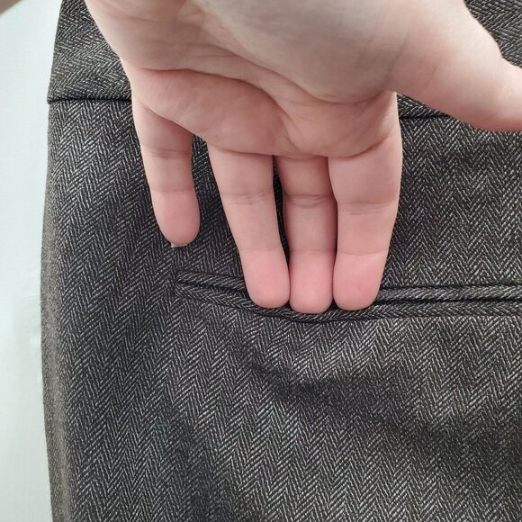 Elle Retro Romance Womens Brown Herringbone Flat Front Cropped Dress Pants NWT 8 - Picture 6 of 7